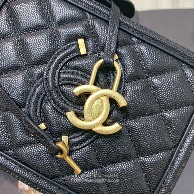 Chanel女包 2019秋季專櫃同步 最新款豎版化妝包 香奈兒復古盒子 香奈爾牛皮斜挎包  djc2899